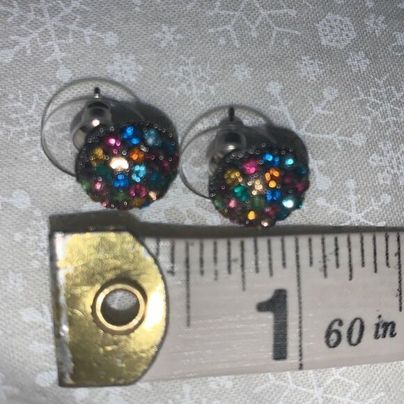 MULTI COLORED CRYSTAL DOME STUD EARRINGS - Picture 9 of 9